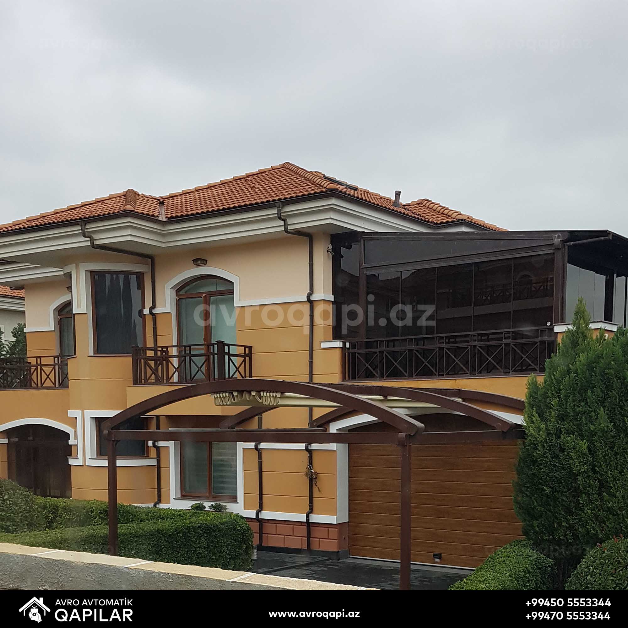 Qaraj qapısı və Pergole - Tent sistemi. Masazır Qəsəbəsi, Villa Badam.